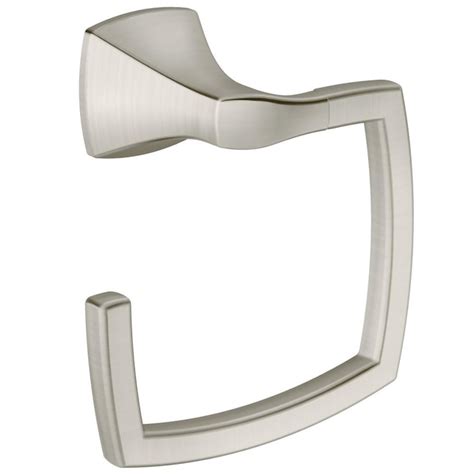 Moen Voss Brushed Nickel Wall Mount Single Towel Ring YB5186BN at Lowes.com