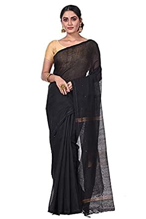 Buy DipDiya Women Blended Cotton Traditional Bengali Sequence Handloom ...