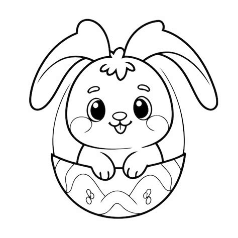 Simple vector illustration of bunny for kids colouring worksheet ...