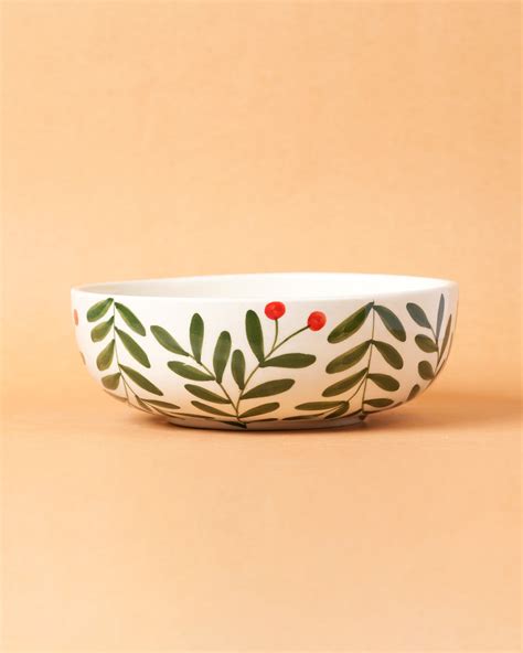 Olive Leaf Ceramic Bowl - Large