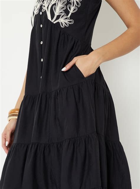 Buy Women Embroidered Tiered Midi Dress Online at just Rs. 1299.0 ...