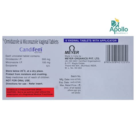 CANDIFEM VAGINAL TABLET Price, Uses, Side Effects, Composition - Apollo ...