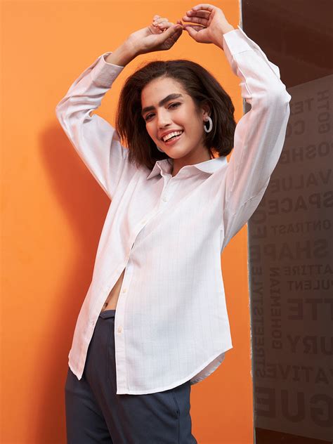 Athena White Striped Linen Shirt Style Top – Athena Lifestyle