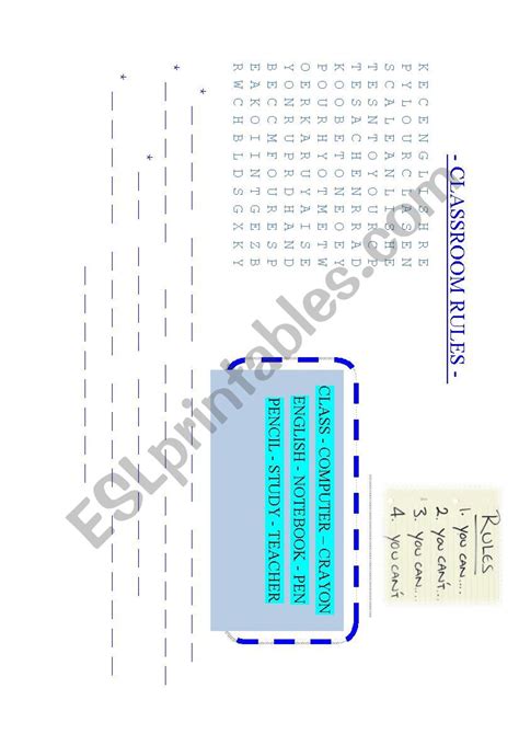 Image result for Classroom Rules ESL Worksheet