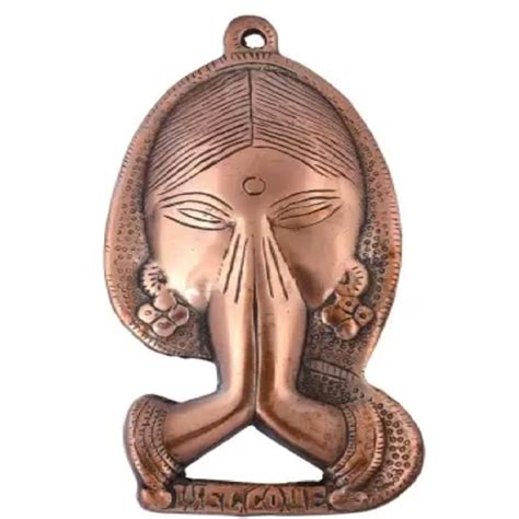 SoilMade Welcome Namaste Lady Face Wall Copper Hanging : Amazon.in ...