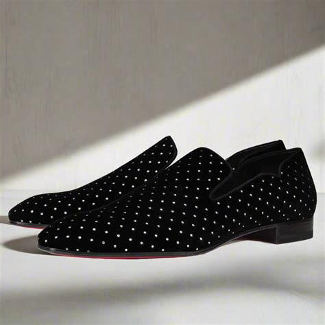Black Silk Velvet Swarovski Slip-on Loafer for Men | The Royale Peacock