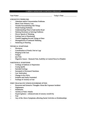 Fillable Online CARBON MONOXIDE SYMPTOM CHECKLIST.doc Fax Email Print ...