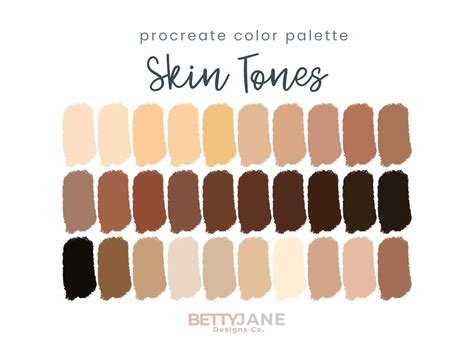 Skin Tone Color Palette: 30 Diverse Shades, HEX Codes (digital Download ...