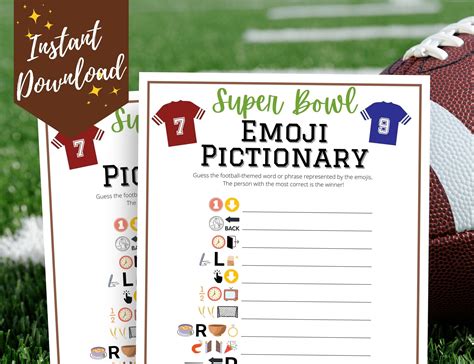 Super bowl emoji pictionary game 2023 super bowl party game fun super ...