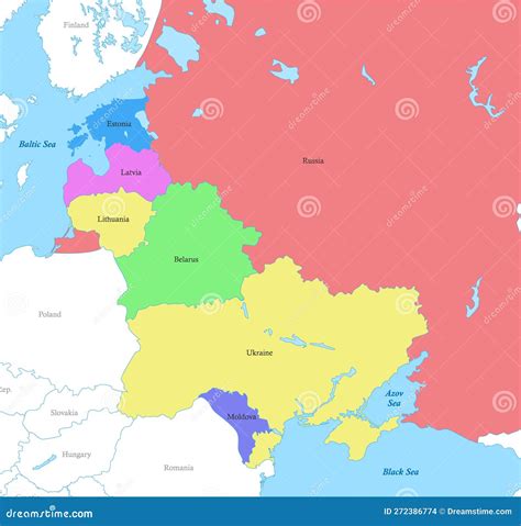 Map of Eastern Europe with Borders of the Countries. Stock Vector ...