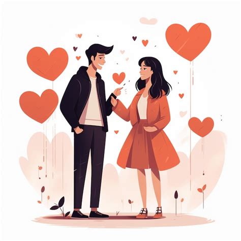 A flat vslentine illustration with exaggerated proportion couple in ...