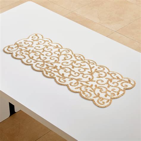 Buy Halcyon Swirl Beaded Table Runner from Home Centre at just INR 1899.0