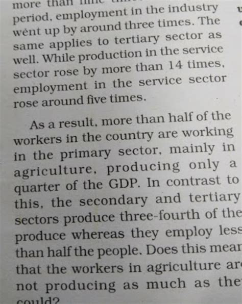 34. “There has been a big change in the three sectors of economic ...