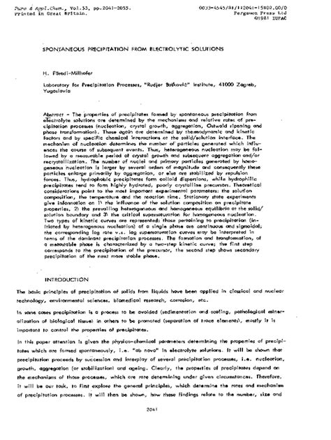 Fillable Online Spontaneous precipitation from electrolytic solutions ...