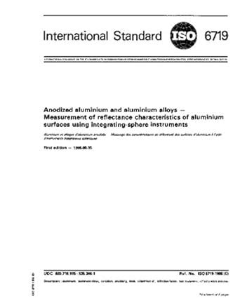 ISO 6719:1986, Anodized aluminium and aluminium alloys - Measurement of ...