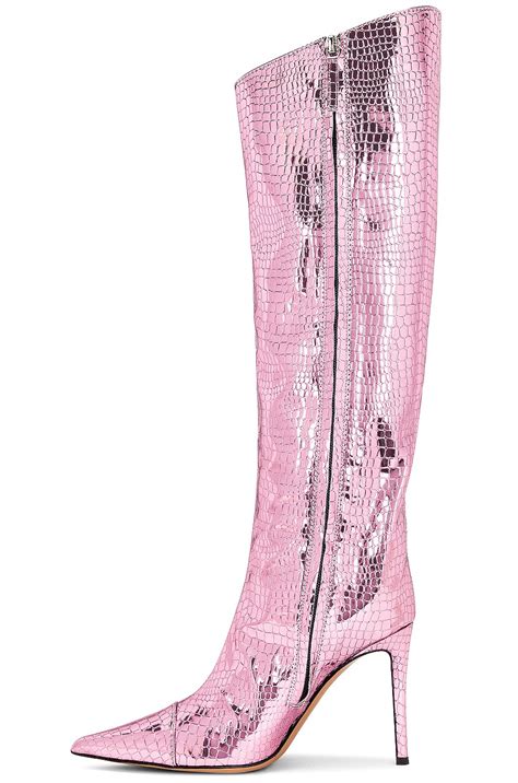 Alexandre Vauthier Mirror Croco 105 Boot in Pink | FWRD