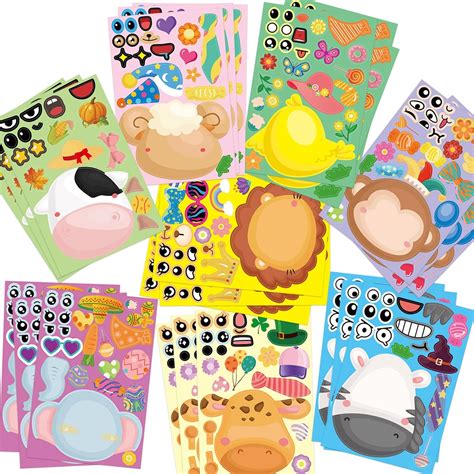 WorldBazaar Animal Stickers Make A Face Animal Stickers 40 India | Ubuy