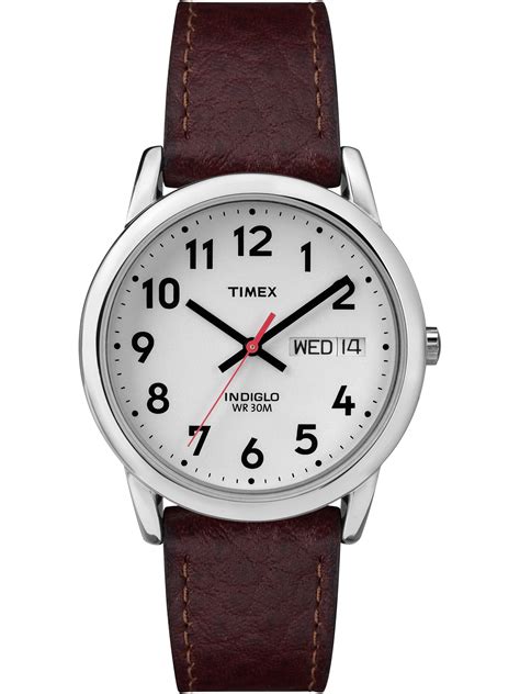 Timex - Timex Men's Easy Reader Day-Date 35mm Brown Leather Strap Watch ...