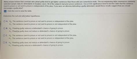 Answered: Many people believe that criminals who plead guilty tend to ...