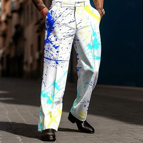 Men's Geometric Ink Painting Abstract Art Dress Pants Trousers Suit ...
