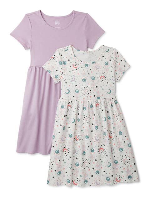 Buy Wonder Nation Girls' Short Sleeve Play Dress, 2-Pack, Sizes 4-18 ...