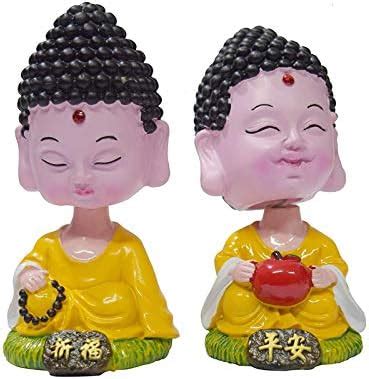 ASSAY Cute Spring Mini Set of 2 Beautiful Buddha Figurine for Car ...