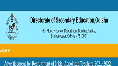 Teacher Recruitment 2022: DSE Odisha Releases Important Notice, Details ...