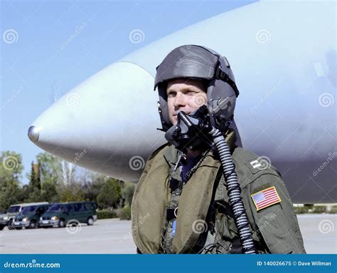 American Military Pilot in Front of a Fighter Jet Stock Image - Image ...