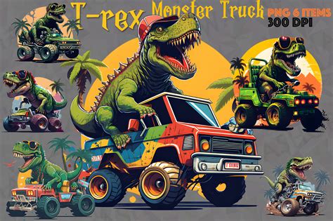 T-rex Monster Truck Graphic by ShawaShop · Creative Fabrica