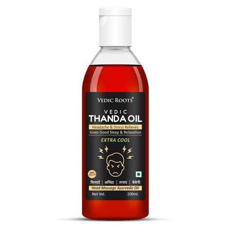 Vedic Roots Extra Cooling Headache Relief Herbal Hair Oil/Thanda Tel ...