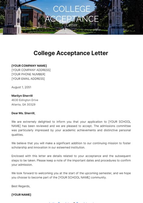 College Acceptance Letter Template - Ablebionics