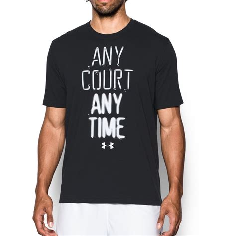 Buy Under Armor Men's Any Court Any Time T-Shirt, Black/White, Large ...