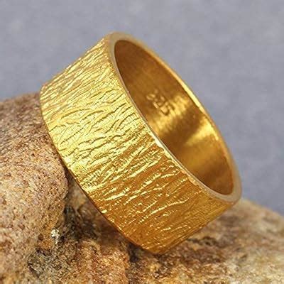 Buy Caprixus 9mm Wood Bark Tree Bark Textured Rustic Wedding Band 24K ...