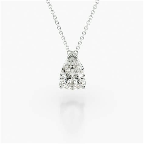 Platinum Point Up Pear Shape Diamond Solitaire Pendant (Mounting)-89018p