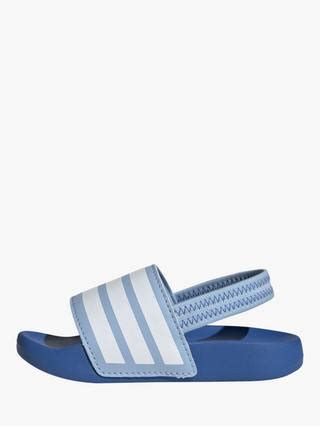 adidas Kids' Adilette Sliders, Blue/White