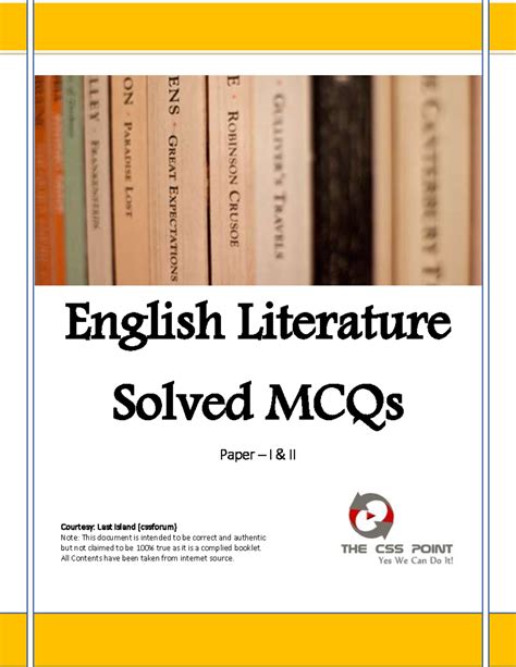 English Literature Solved MCQs Paper I & II (2001) - Studocu
