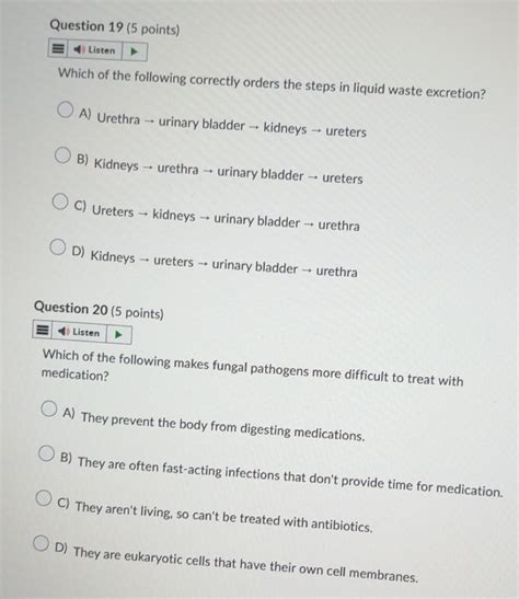 Solved: Listen Which of the following correctly orders the steps in ...