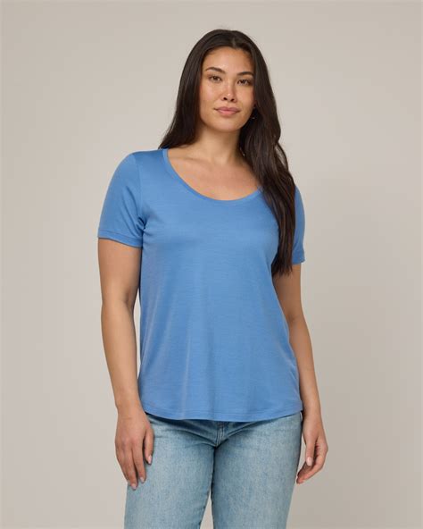 Stella Signature Merino Wool Scoop Neck Tee - Blue Jay – Stella Scoop ...