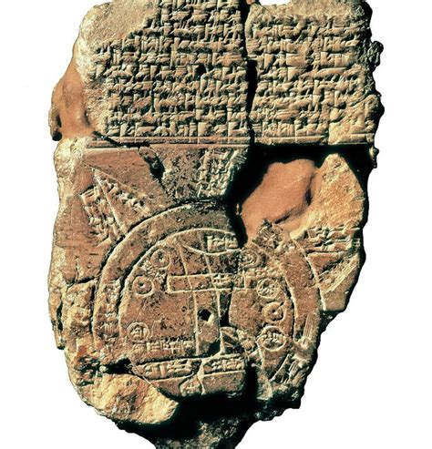 Worldmap Engraved On A Stone With Cuneiform Characters Representing In ...