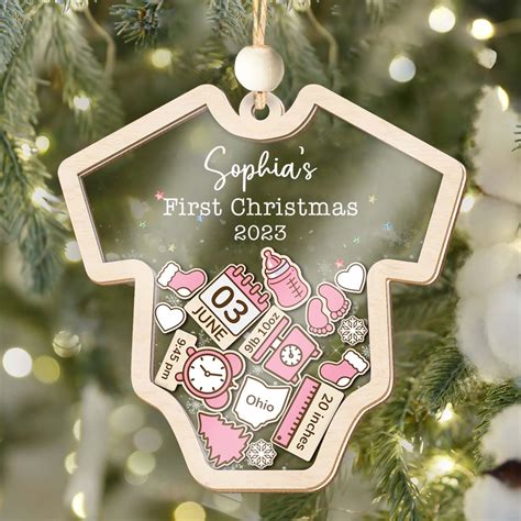 Amazon.com: Baby's First Christmas Ornament 2023 - Personalized Pink ...