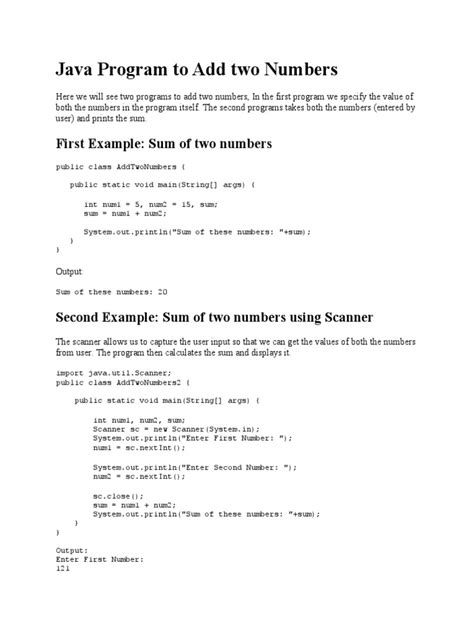 Image result for Java Coading for Addition of 2 Numbers