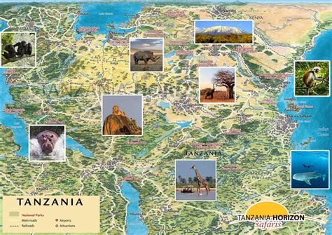 Tanzania tourist attractions map | Pjptravel.com