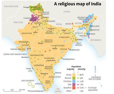 A religious map of India, by Cécile Marin (Le Monde diplomatique ...