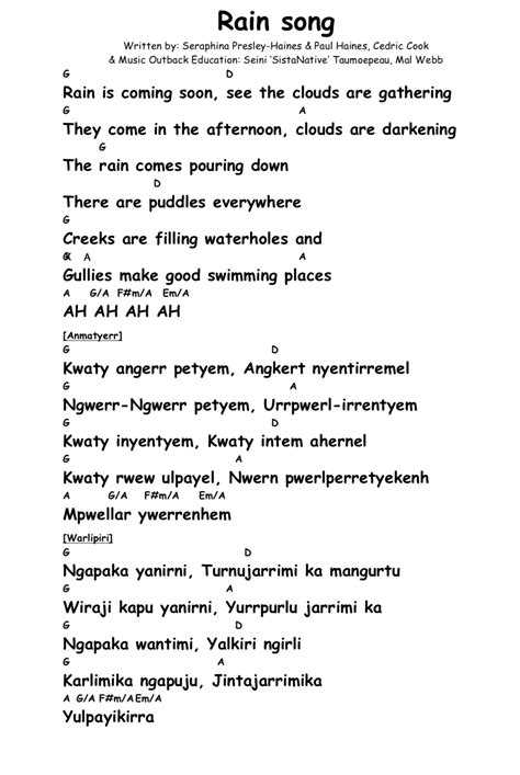 Rain Song - Music Outback Foundation