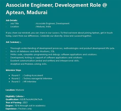 Associate Development Engineer 的图像结果