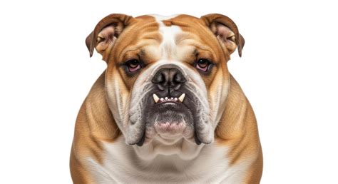 de cerca de un Inglés buldog aislado en blanco antecedentes ...