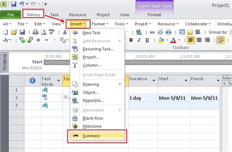 Image result for How to Create a Main Task in MS Project