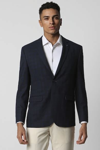 Buy Men Black Check Slim Fit Formal Blazer Online - 39628152 | Van Heusen
