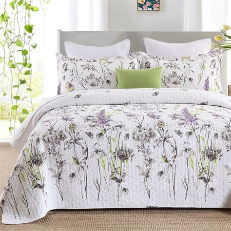"Bedduvit King Size Quilt Set - 100% Cotton, Spring Floral Bedspread ...