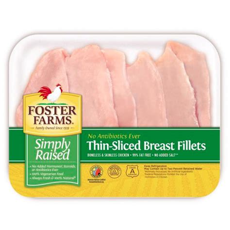 Foster Farms Simply Raised Chicken Breast, Thin Sliced, No Antibiotics ...